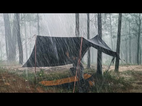 A SCARY BRUTAL RAINSTORM⛈️‼️CAMPING IN HEAVY RAINSTORM WITH THUNDERSTORM⛈️