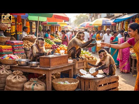 बंदरों ने बेची ठंडी 'नारियल जेली'! 🥥🧊 | Monkeys Selling Chilled Coconut Jelly!