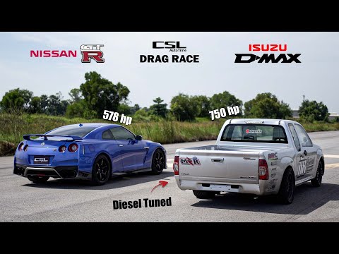 Nissan GT-R R35 vs Izusu D-Max 750 แรงม้า! คู่หูซูเปอร์คาร์จากแดนอาทิตย์อุทัย DRAG RACE