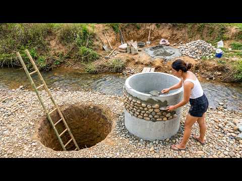 Building a Stone and Cement Well Behind the House to Store 1000m³ of Water | Rural Life
