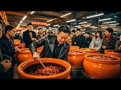 The brother from Xiangcheng  Henan sells stewed pork in pots. 50 large jars can store 30 000 pounds