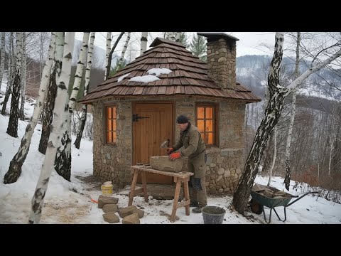 90 Days Alone: Building a Stone Cabin Deep in the Woods