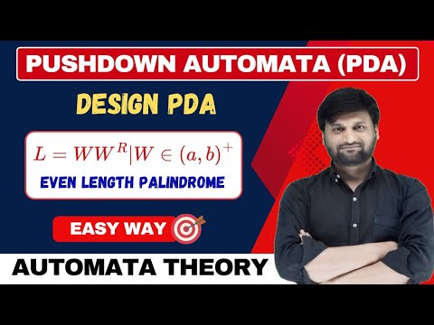 PDA for even length Palindrome |L = ww^r | Pushdown Automata | TOC | TAFL | FLAT