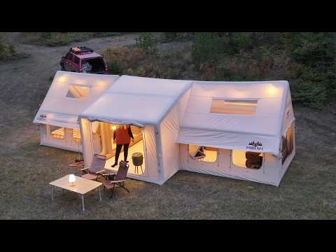 CAMPING WITH A 3-ROOM VILLA TENT IN DENSE FOG