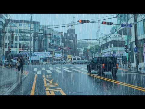부산 달동네에 억수같이 쏟아지는 장대비. 폭우. 장대비. 힐링. 수면유도. rain ASMR. heavy rain. rain walk korea.
