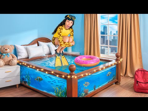 I Turned My Daughter's Bed into a Fish Tank! *Surprise* | Familia Diamond