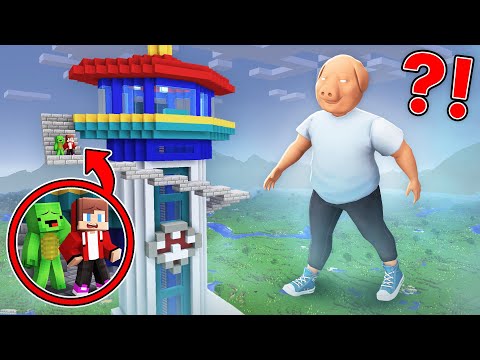 Mikey and JJ PAW PATROL TOWER vs JOHN PORK in Minecraft - Maizen