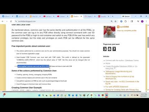 Common User in Oracle Multi-Tenant Database