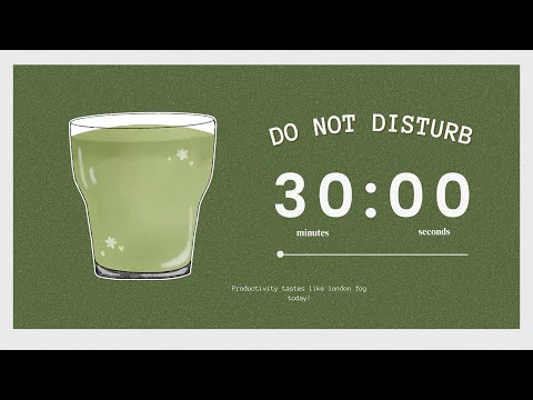 study with me (matcha) - 30 minute, 10 minute break, with lofi focus music - 3 - hour pomodoro