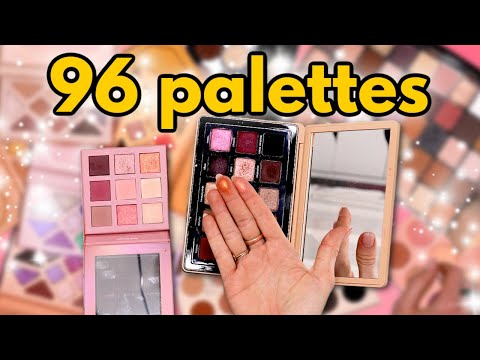 HUGE EYESHADOW PALETTE DECLUTTER: Luxury, Prestige & Drugstore (96 PALETTES!)