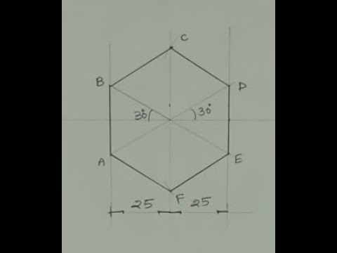 How to draw hexagon when distance across the flat is given - Technical drawing - Engineering drawing