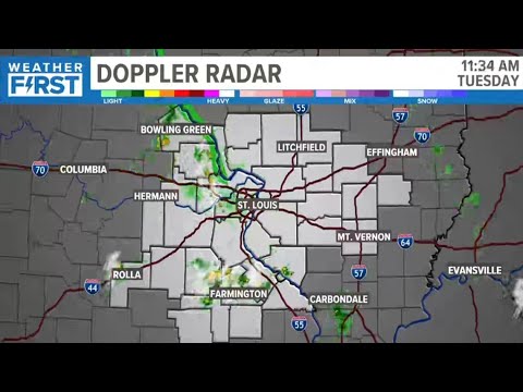Live radar shows rain around St. Louis