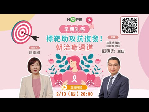 【HOPE直播】早期乳癌 標靶助攻抗復發！朝治癒邁進｜ft.三軍總醫院腫瘤醫學部 戴明燊主任｜