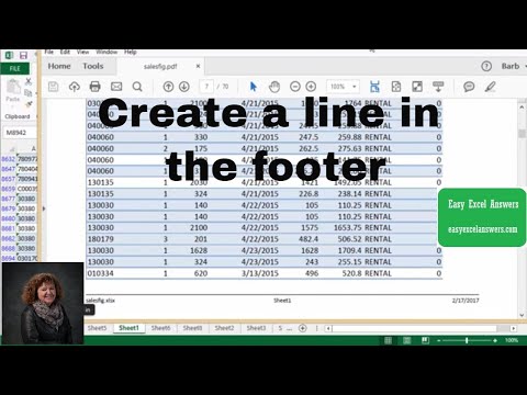 How to Create a  line in footer in Excel with a Macro