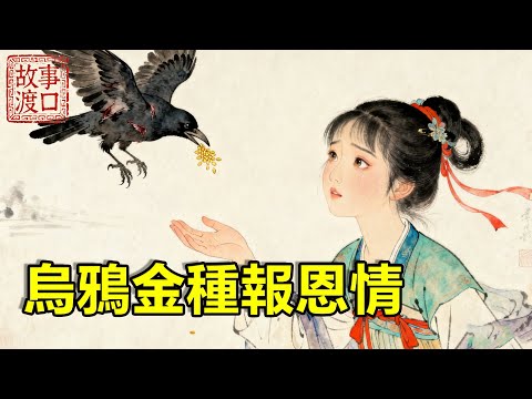 孤女每天被後娘逼著吃殘羹剩飯，她偷偷將飯餵給窗外受傷的烏鴉，烏鴉銜來金色種子，種下後竟長出價比黃金的花果！【故事渡口】#民間故事 #故事分享 #故事