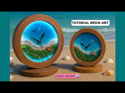 "DIY Resin Ocean Desk Clock 🌊✨ | Light-Up with LED String Lights"