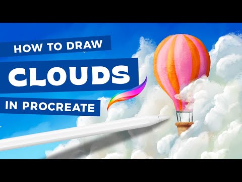How to Draw Clouds in Procreate // Let's Draw this Hot Air Balloon Scene!