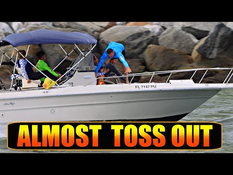 FOUNTAIN GOES VERTICAL AT HAULOVER INLET !! ROUGH WAVES 8K UHD