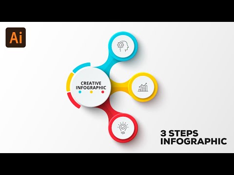 How to create 3 steps flow chart infographic: Illustrator Tutorial