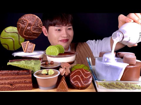 ASMR 초코초코파티🍫초코몽쉘 초코푸딩 티라미수 초코아이스크림 먹방~!! Chocolate Dessert Party Chocolate Tiramisu MuKBang~!!