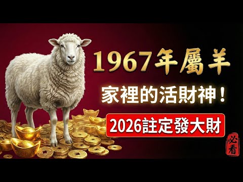 家裡有1967年的羊，請珍惜！他們是家裡的「活財神」！2026年財運爆發你想不到，命中註定發大財！#1967年屬羊 #屬羊2026運勢 #2026年生肖羊運勢 #財運 #丁未羊 #1967年生肖羊