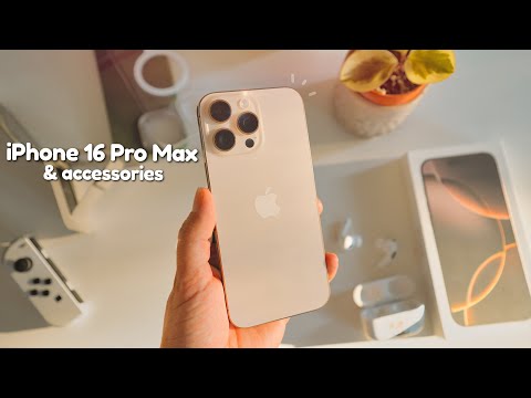 iPhone 16 Pro Max Desert Titanium 512GB aesthetic unboxing 🌵 accessories + setup + camera test