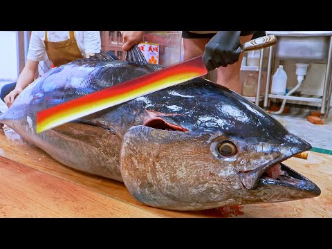 Giant Bluefin Tuna Cutting Skills, Tuna Knife Making, Bluefin Tuna Roe, Sashimi/南方澳最新鮮！黑鮪魚切割技,炸黑鮪魚卵