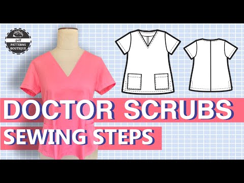 Doctor Scrubs Top for Women — Complete Sew-Along Tutorial (No Talking) | PDF Patterns Boutique