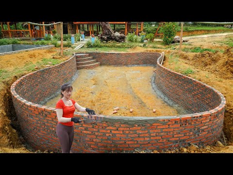 720 Hours Alone Build Swimming Pool For Hot Summer of 130℉ /from Start To Finish in 30 Minutes