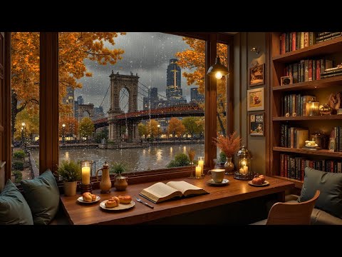 Rainy Autumn Café Ambience 🍁 Perfect Background Music for Focus, Study & Chill