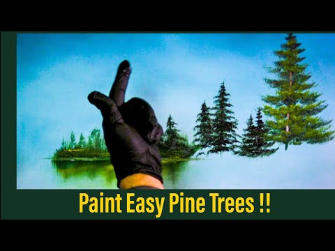 Quick Easy Way To Paint Pine Trees !! | Painting helps Depression | Paintings By Justin