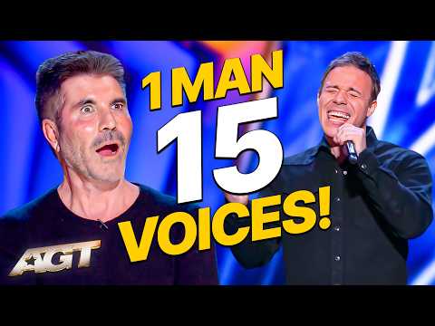 1 Man Sings in 15 Voices on AGT! (Blake Shelton, Simon Cowell, Bon Jovi & MORE!)