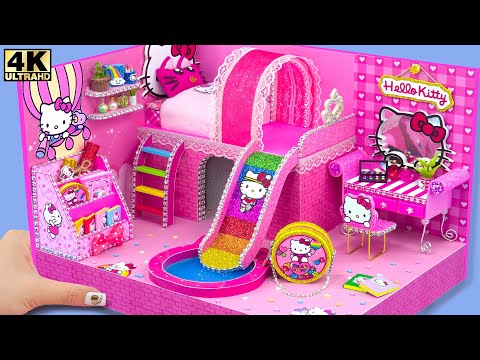 How To Make Hello Kitty House With Rainbow Slide Pool From Cardboard ❤️ DIY Miniature House #5
