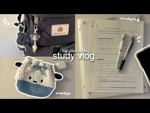 6am schoolgirl study vlog 🎧💬: taking lots of notes, organizing, crochet