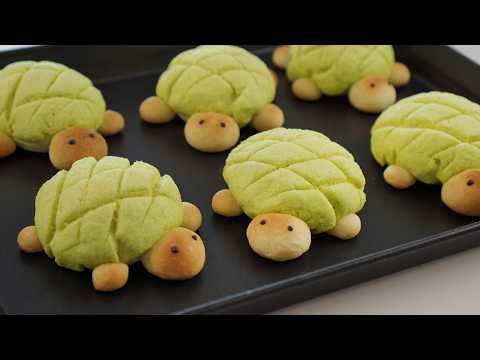 Making Adorably Cute Turtle Melon Bread 🍈 (Air Fryer & Paper Cup Measurements)