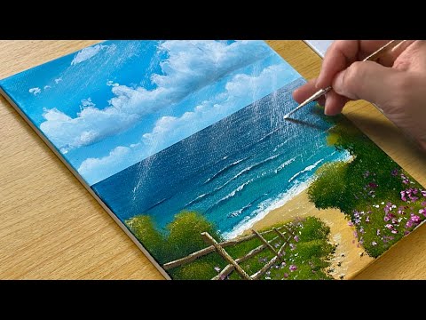 Easy Way to Paint a Beach / Acrylic Painting for Beginners