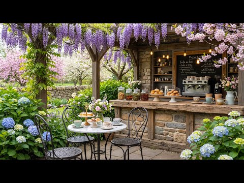 Morning Jazz at Garden Cafe Ambience | Gentle Jazz Music & Nature Sounds for Work, Study