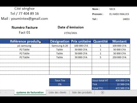 Création de système de facturation automatique avec excel