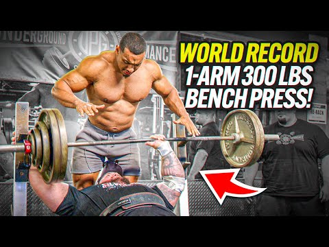 WORLD RECORD 300 lbs 1-Arm Bench Press!