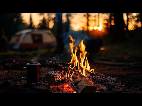 Cozy Forest Campfire🔥 Gentle Crackling in the Woods | No Music