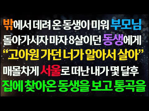 (신청사연) 밖에서 데려 온 동생이 미워 부모님 돌아가시고 고아원 가던 알아서 살라고 서울로 떠난고 몇 달. 집에 찾아온 동생 보고 오열/감동사연/사이다사연/라디오드라마/사연라디오