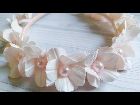 Сама нежность! Ободок с простыми цветочками из фоамирана🌸