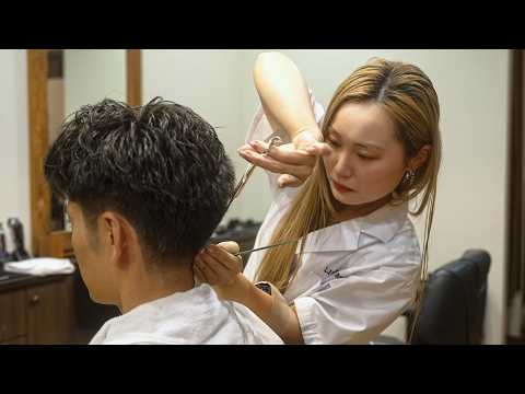 💈(ASMR) Japan's Finest Female Barber Creates Magic with Her Scissors: Haircut, Shave & Head Wash