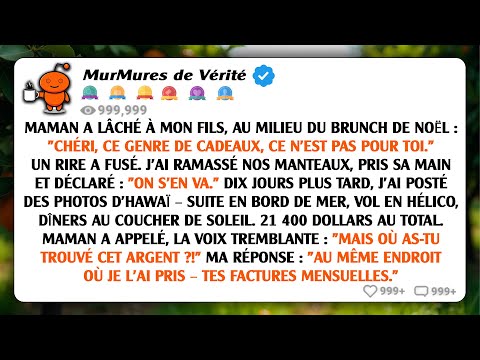 Pendant le brunch de Noël, ma mère a dit à mon fils : « Chéri, les cadeaux comme ça ne sont pas pour