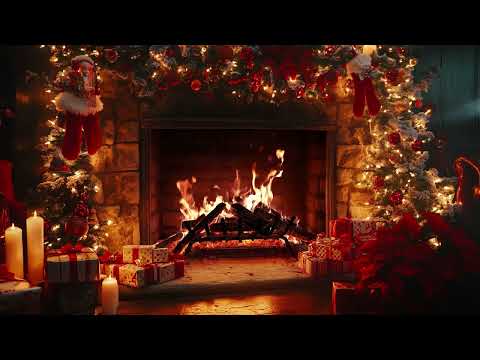 🔥Christmas Fireplace Burning Fireplace & Crackling Fire Sounds  NO Music  12 Hours🔥