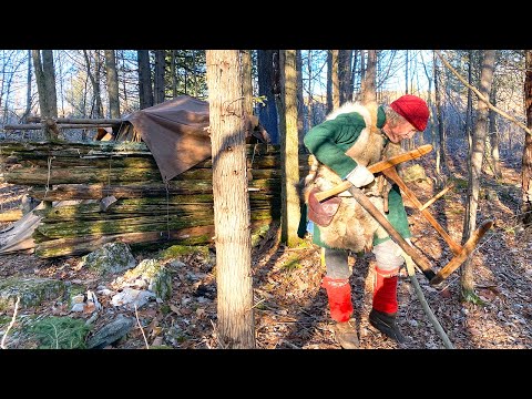 Winter Wilderness Survival (Circa 1750) Part 2 | WILD EDIBLES | FORAGING | PRIMITIVE SHELTER