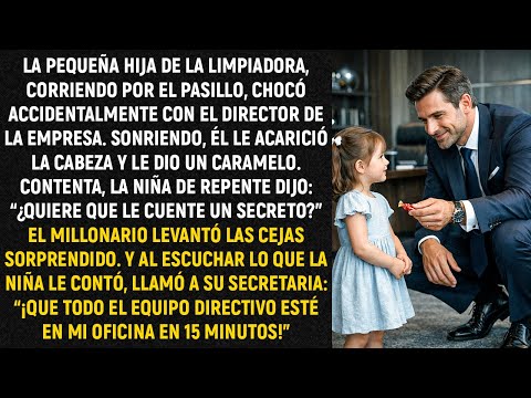 La pequeña hija de la limpiadora, corriendo por el pasillo, chocó accidentalmente con el director...