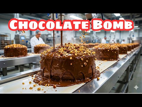 Chocolate Bomb! Giant Nut Chocolate Cake Mass Production | Food Processing