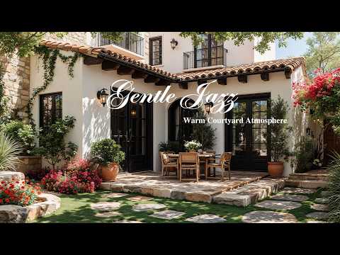 Gentle Jazz for Working, Studying & Relaxing | Warm Courtyard Ambience Surrounded by Nature to Focus