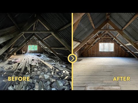 Abandoned 100 Year Old Workshop Renovation - Repairing Rotten Attic Floor